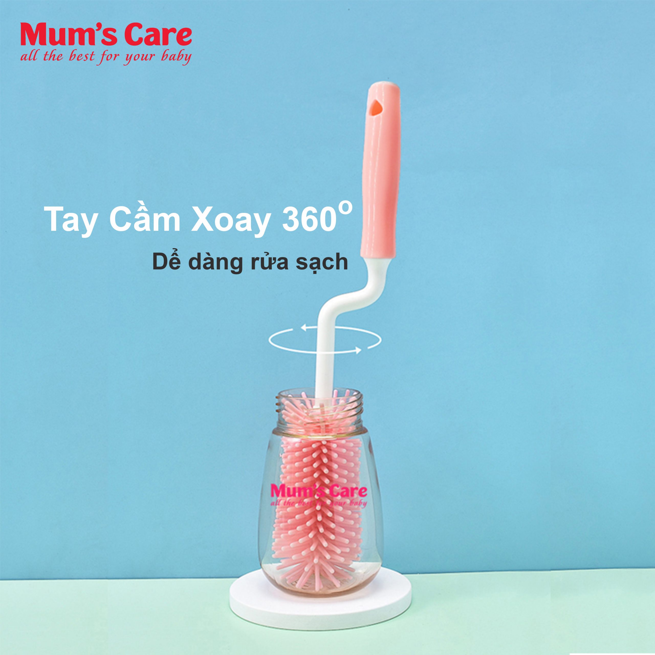 CỌ RỬA BÌNH SỮA SILICONE QUAY 360 ĐỘ BABUU