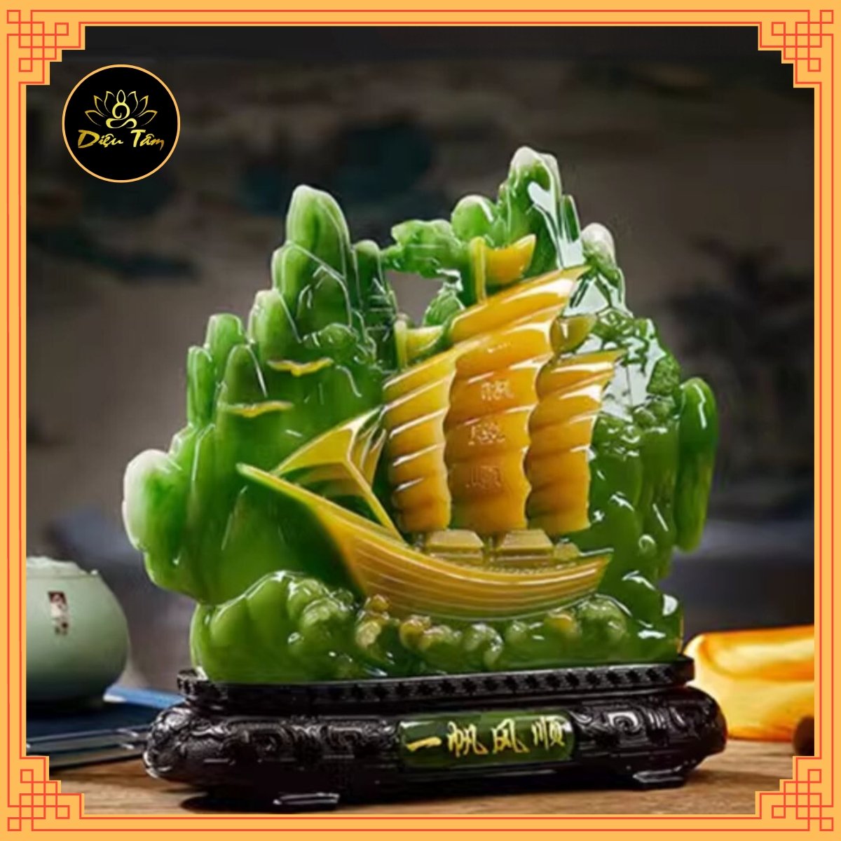 Wind-up sailing craft statue