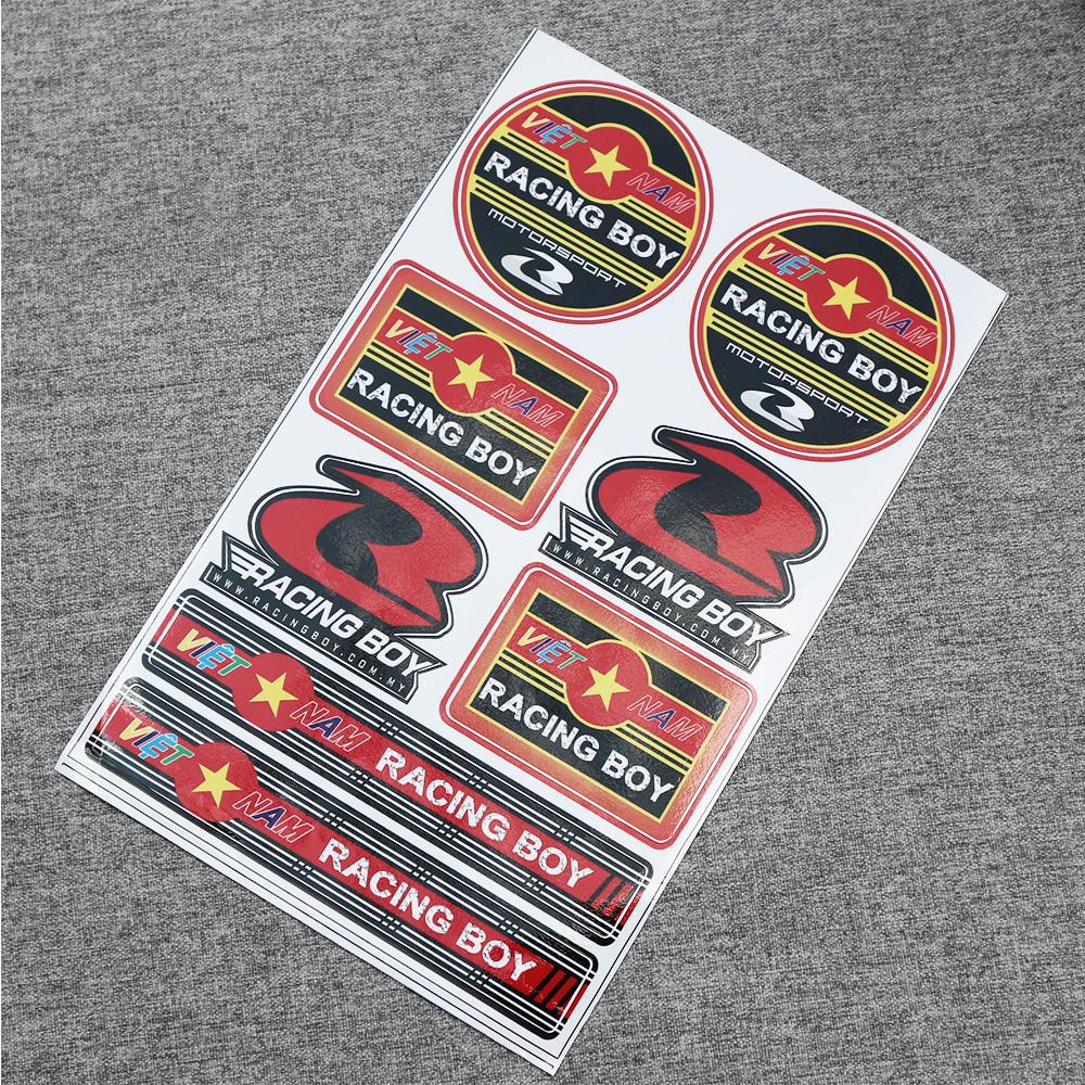 Tem logo, decal logo dán xe máy huy hiệu chữ RACING
