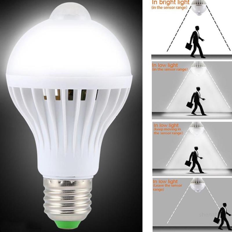 1 Cái đèn Cảm Biến Chuyển động Pir 5w Led Bóng đèn E27 Tự động Thông Minh Led đèn Hồng Ngoại Thân đèn Hồng Ngoại Với đèn Cảm Biến Chuyển động 【free Shipping】