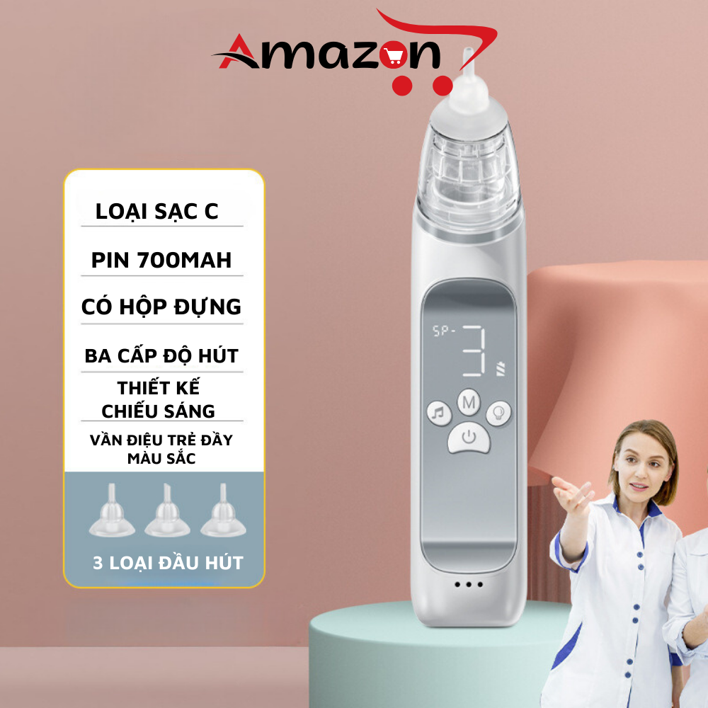 Máy Hút Mũi Điện Tử Cao Cấp Cho Bé, Hút Dịch Mũi Gỉ Mũi