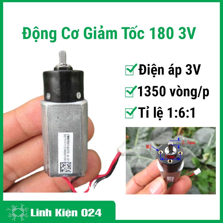 Động cơ giảm tốc 180 3v tốc độ motor 1350 vòng/phút