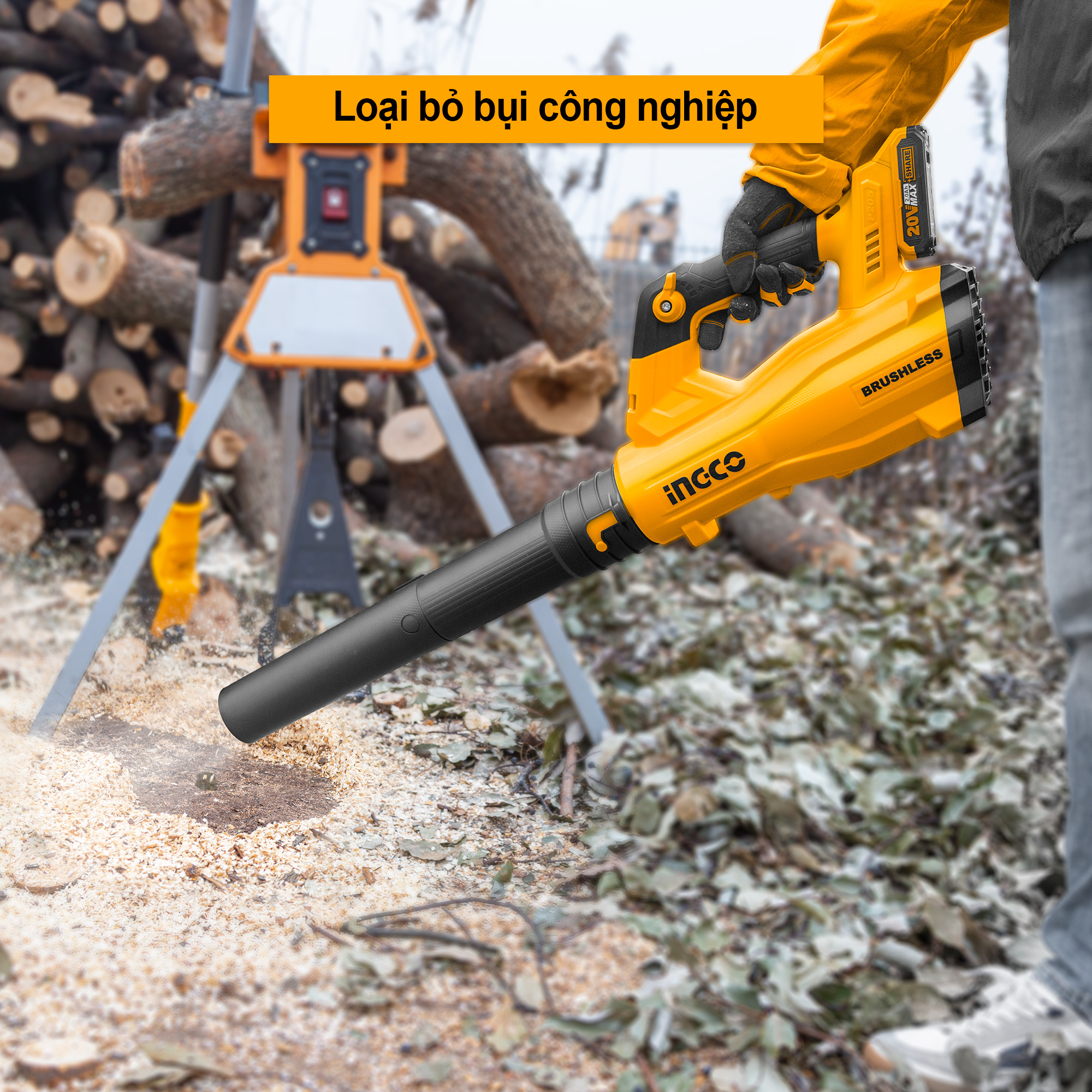 Máy thổi bụi / thổi lá Motor không chổi than INGCO CABLI20428 ( không kèm pin và sạc )
