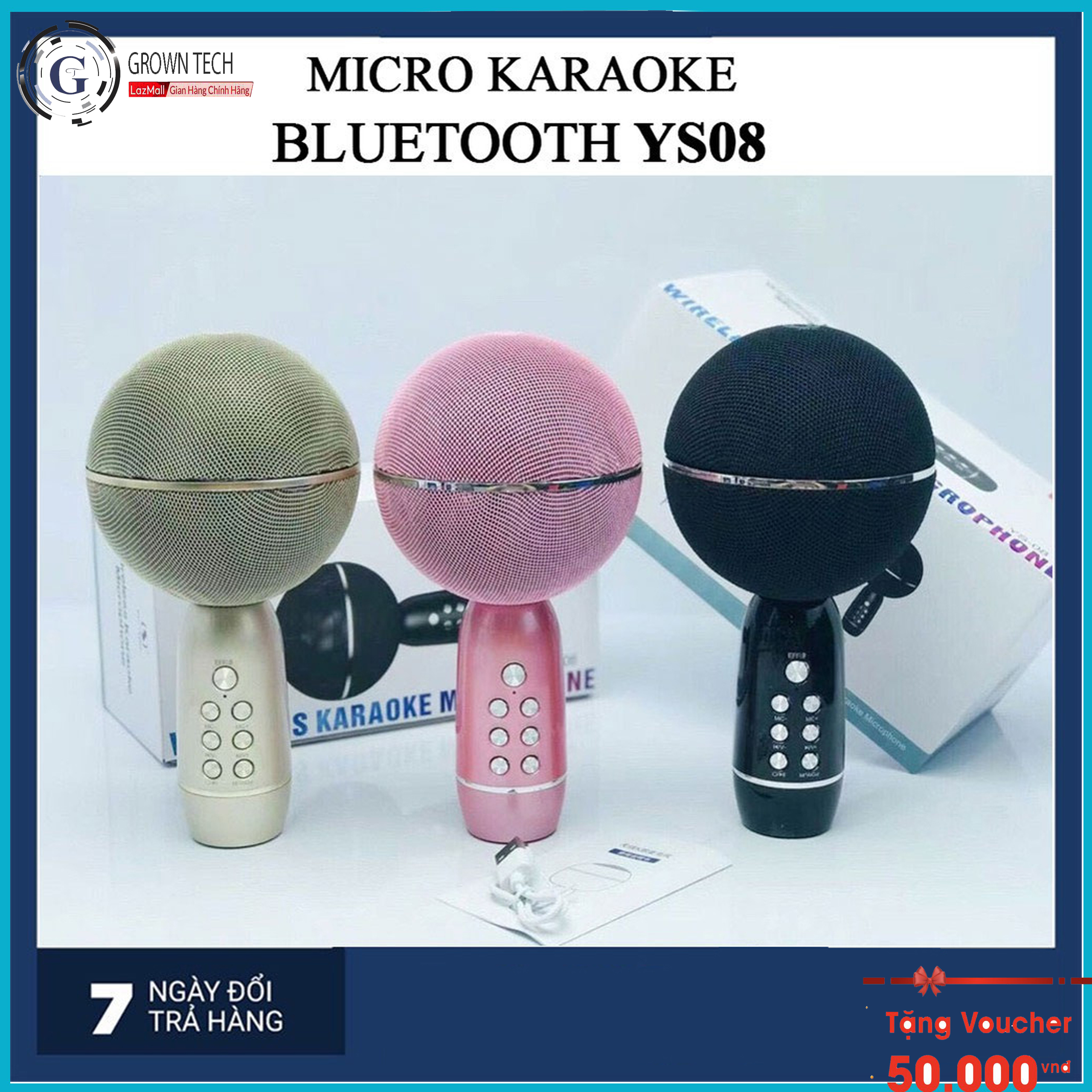 Micro bluetooth karaoke không dây Ys-08 mic hát đa năng livestream thu âm kiêm loa blutooth bảo hành 12 tháng