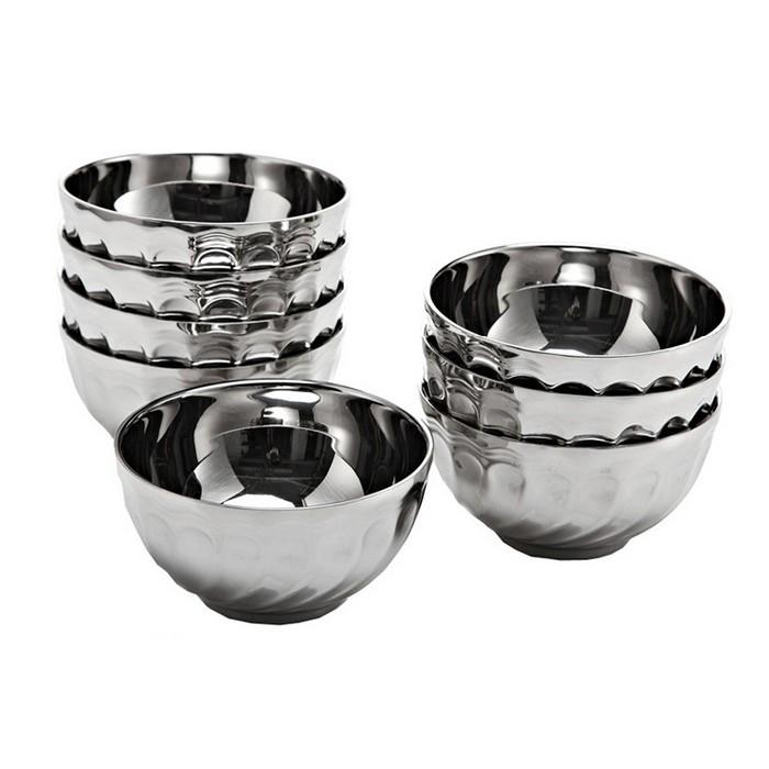 [HCM]Bộ 10 Chén Ăn Cơm inox 2 Lớp (Bạc)