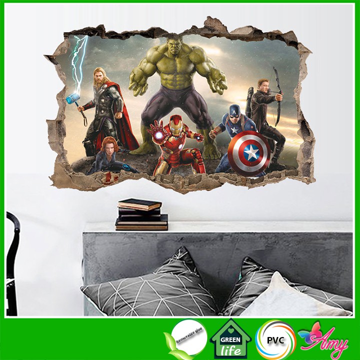 Decal Dán Tranh 3D Avengers - Biệt Đội Siêu Anh Hùng 2 Amyshop