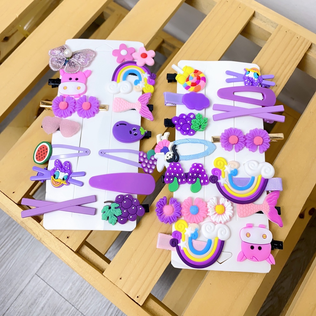 Set 14 kẹp tóc đáng yêu cho bé gái ankids
