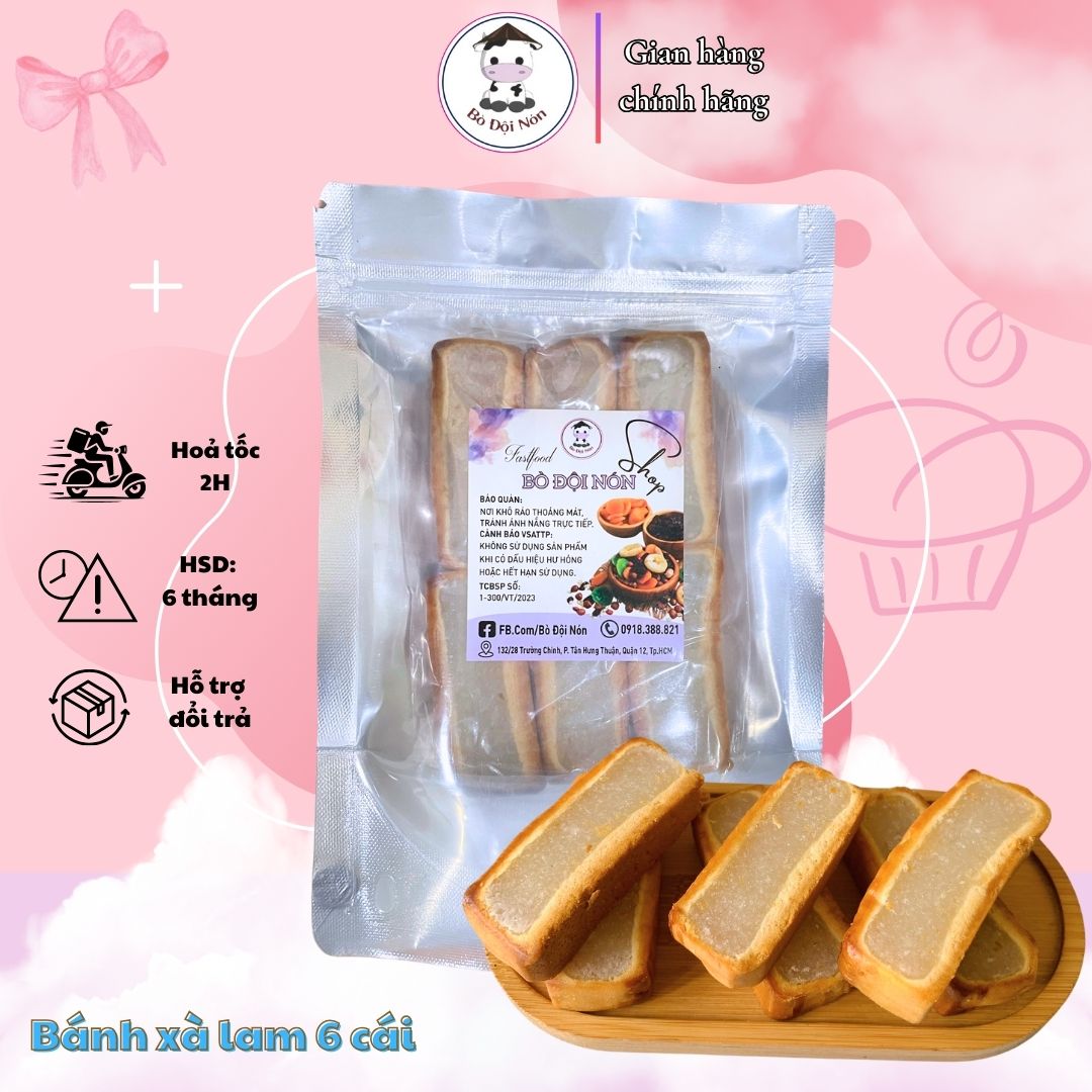 Bánh xà lam dừa nướng 6 cái bò đội nón