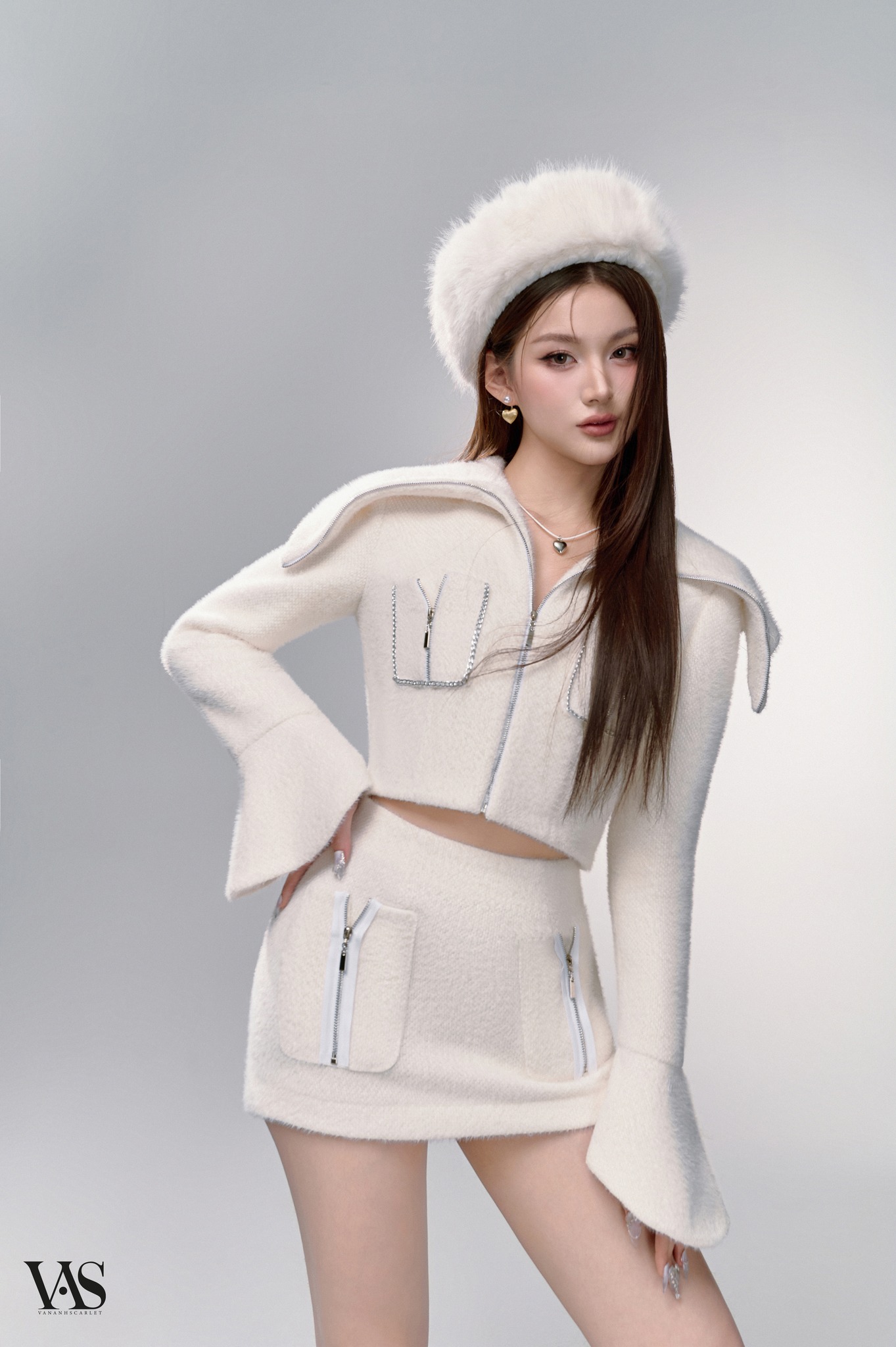 Set chân váy nữ VANANHSCARLET lông thỏ
