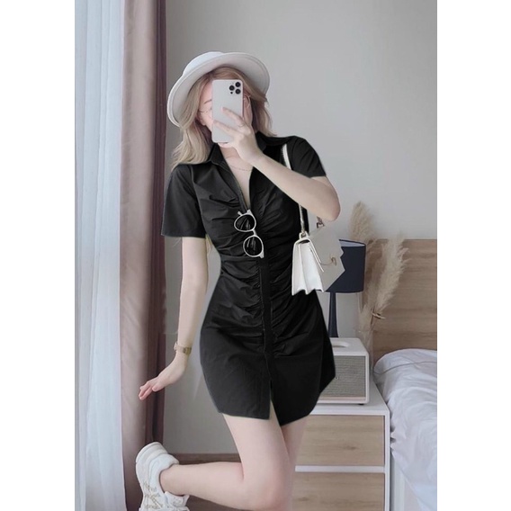 Đầm sơ mi rút eo 55-90 kg