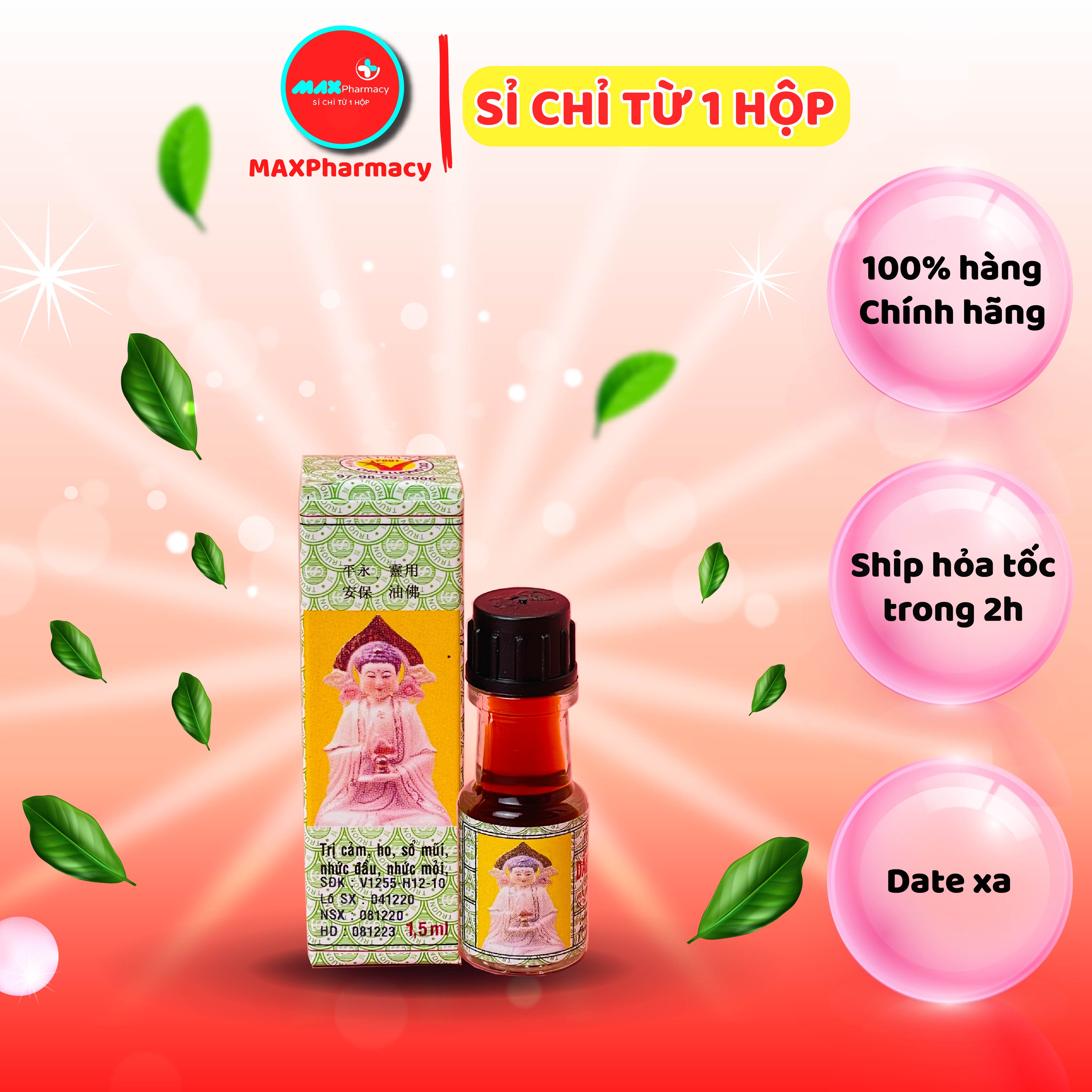 Dầu gió phật linh trường sơn cảm ho, sổ mũi, đau nhức 1,5ml - maxpharmacy