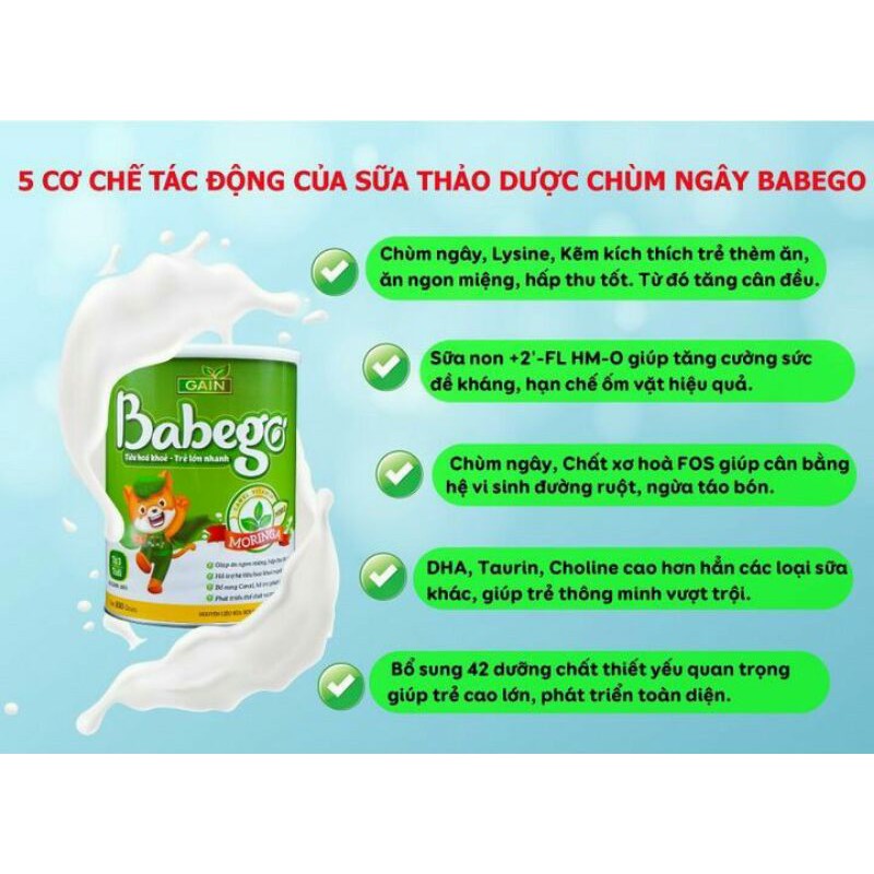 [CHÍNH HÃNG - HOÀN TIỀN] Sữa thảo dược trùm ngây Babego (0 – 12 Tháng) 400g
