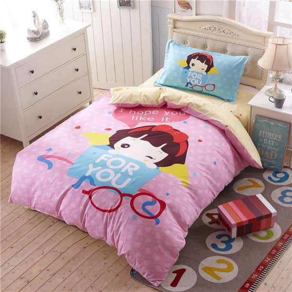 100% Cotton Trẻ Em Hoạt Hình Duy Nhất Cô Gái 100% Cotton Sinh Viên 1.0 M 1.2m Phòng Ngủ Ga Trải Giường Vỏ Chăn Vỏ Gối Ba Mảnh