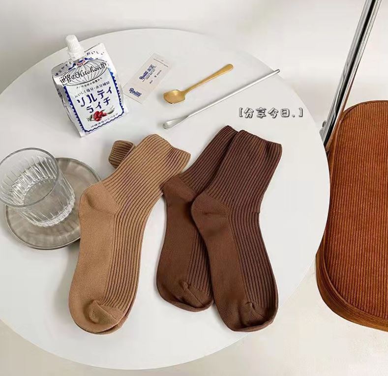 Set 5 Đôi Tất Vớ Nữ Coffe Trơn Siêu Đẹp