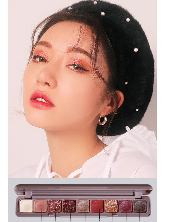 Bảng phấn mắt 9 ô chữ nhật tông nâu cam thời thượng lameila pm9ochunhat235