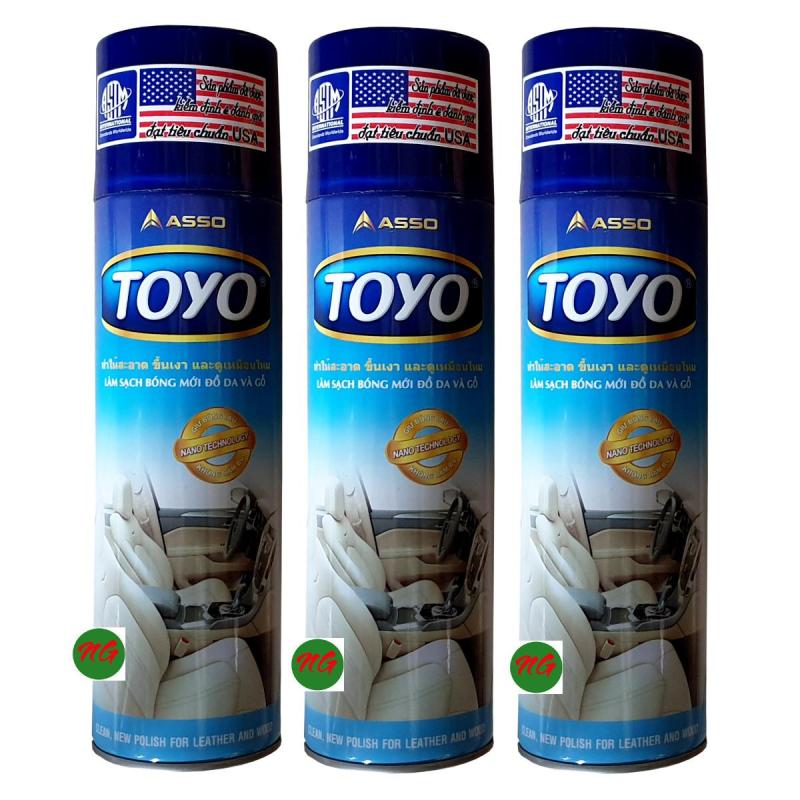 Bộ 3 chai xịt TOYO 500ml làm bóng sạch và mới đồ nhựa đồ da đồ gỗ cao su và formica