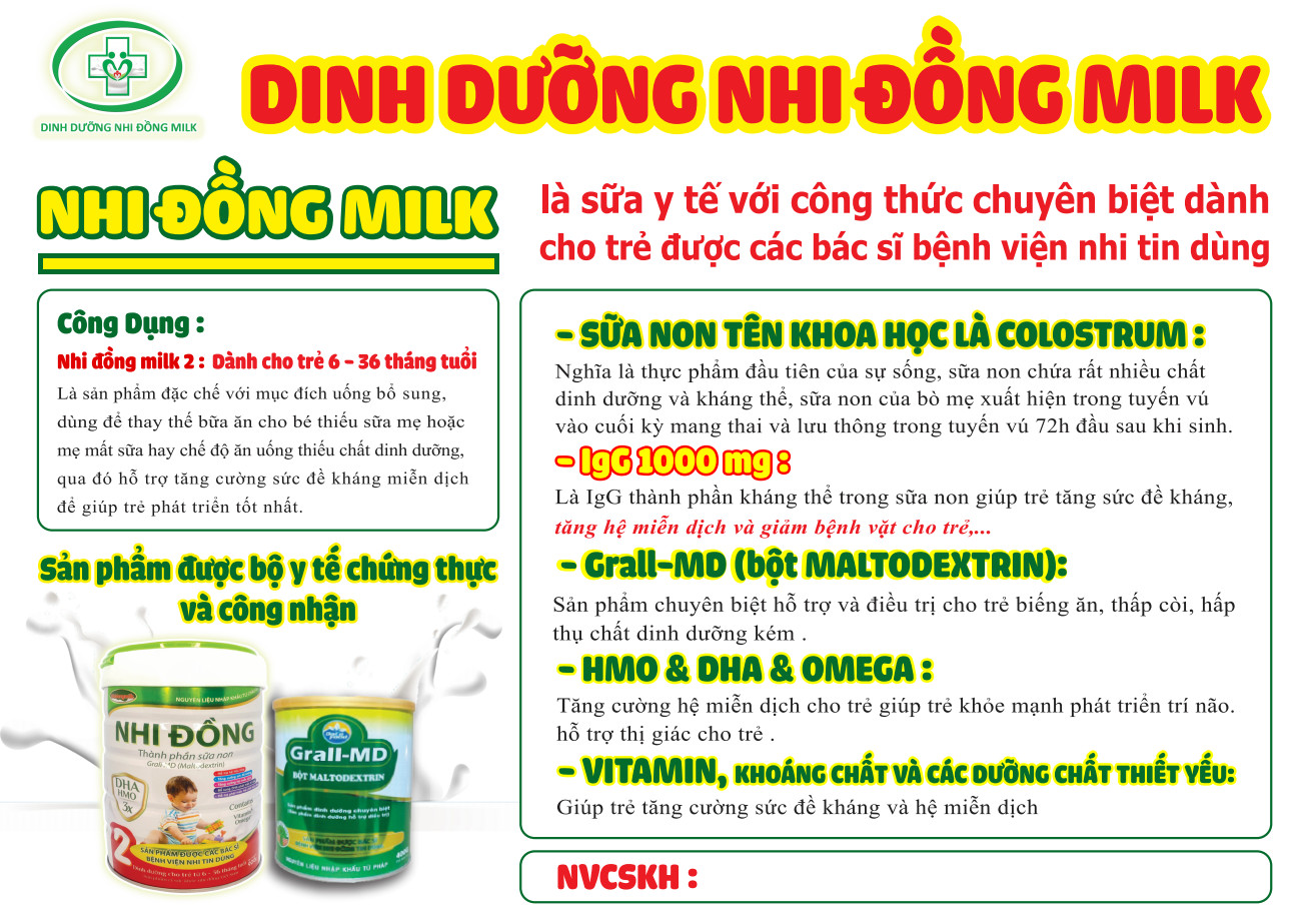 SỮA NHI ĐỒNG 2 CHO TRẺ TỪ 6 - 36 THÁNG TUỔI