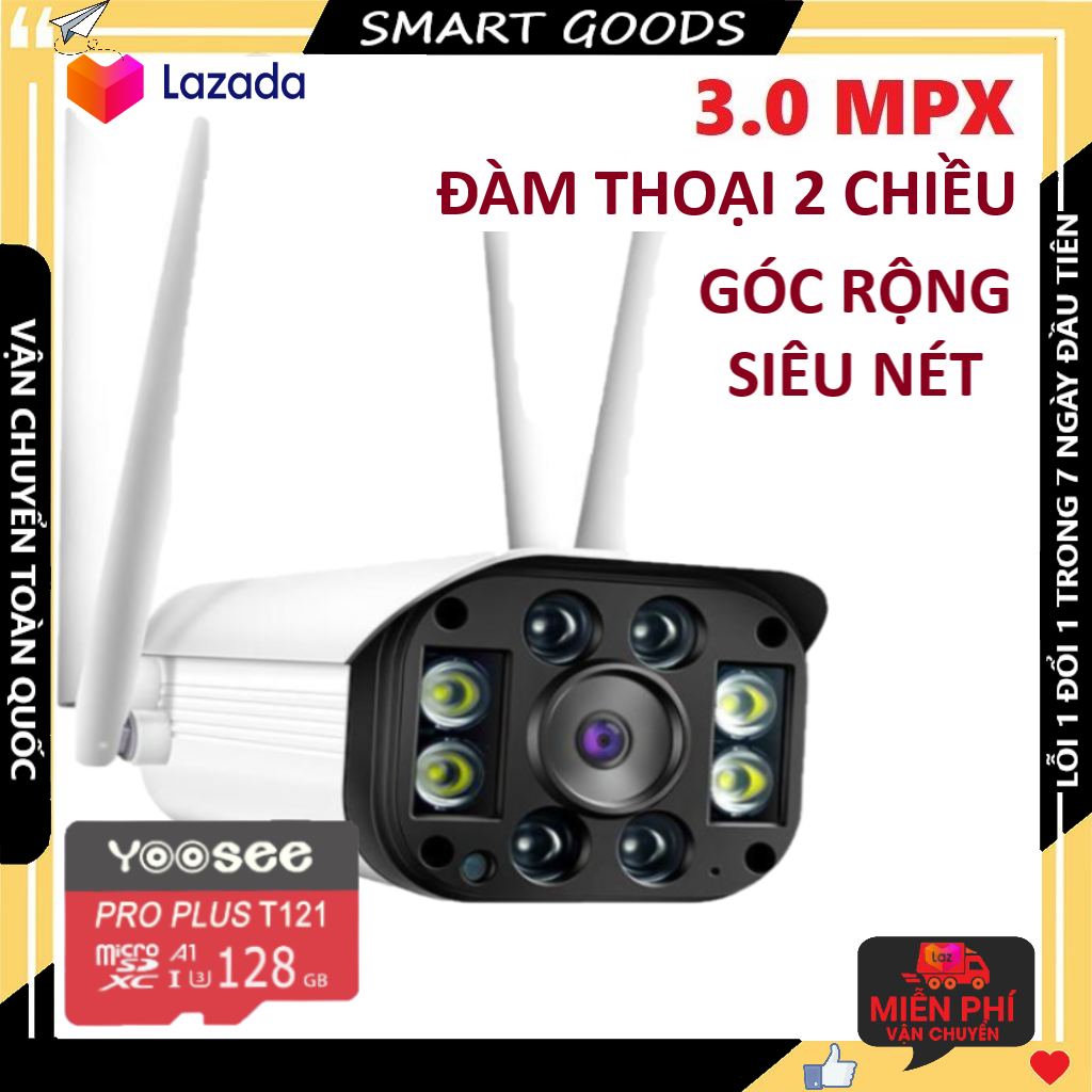 >> BÁO GIÁ CAMERA - CAMERA WIFI - CAMERA YOOSEE 5 RÂU KÈM THẺ NHỚ 128GB HIỂN THỊ 2.0 MPX CẢNH BÁO CHUYỂN ĐỘNG, CÓ TIẾNG V | Shopee Lazada Sendo Tiki mới nhất 66 Camera Camera wifi Camera yoosee Camera ngoài trời 4 râu kèm thẻ nhớ 128gb - 3.0MPX chống nước, góc rộng, hiển thị màu ban đêm, cảnh báo chống trộm về điện thoại bảo hành 3 năm 1 đổi 1 trong 7 ngày