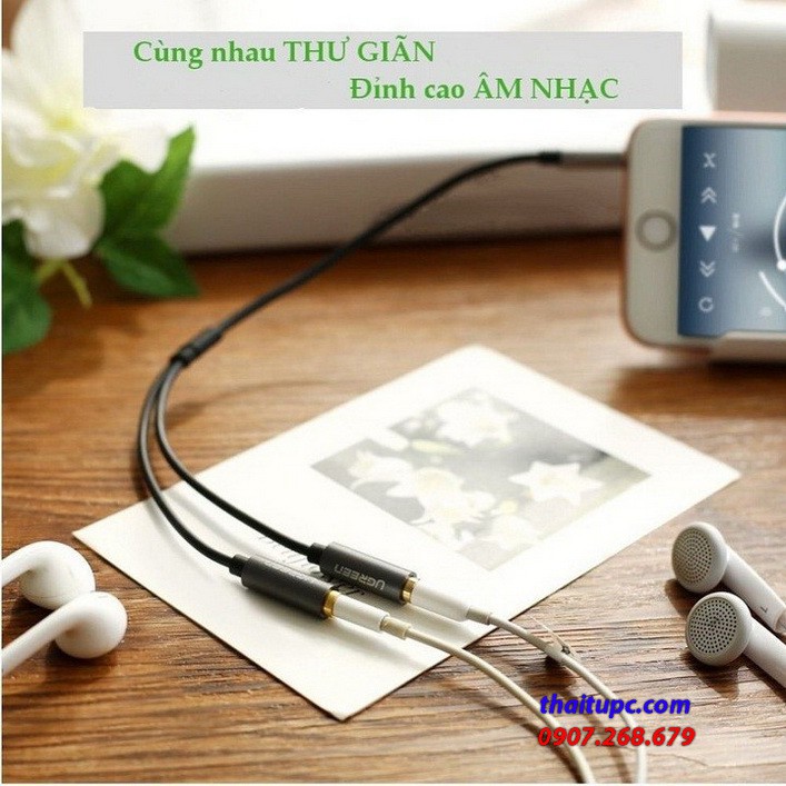 Cáp Audio 3.5mm 1 ra 2 UGREEN 10532 (20cm)