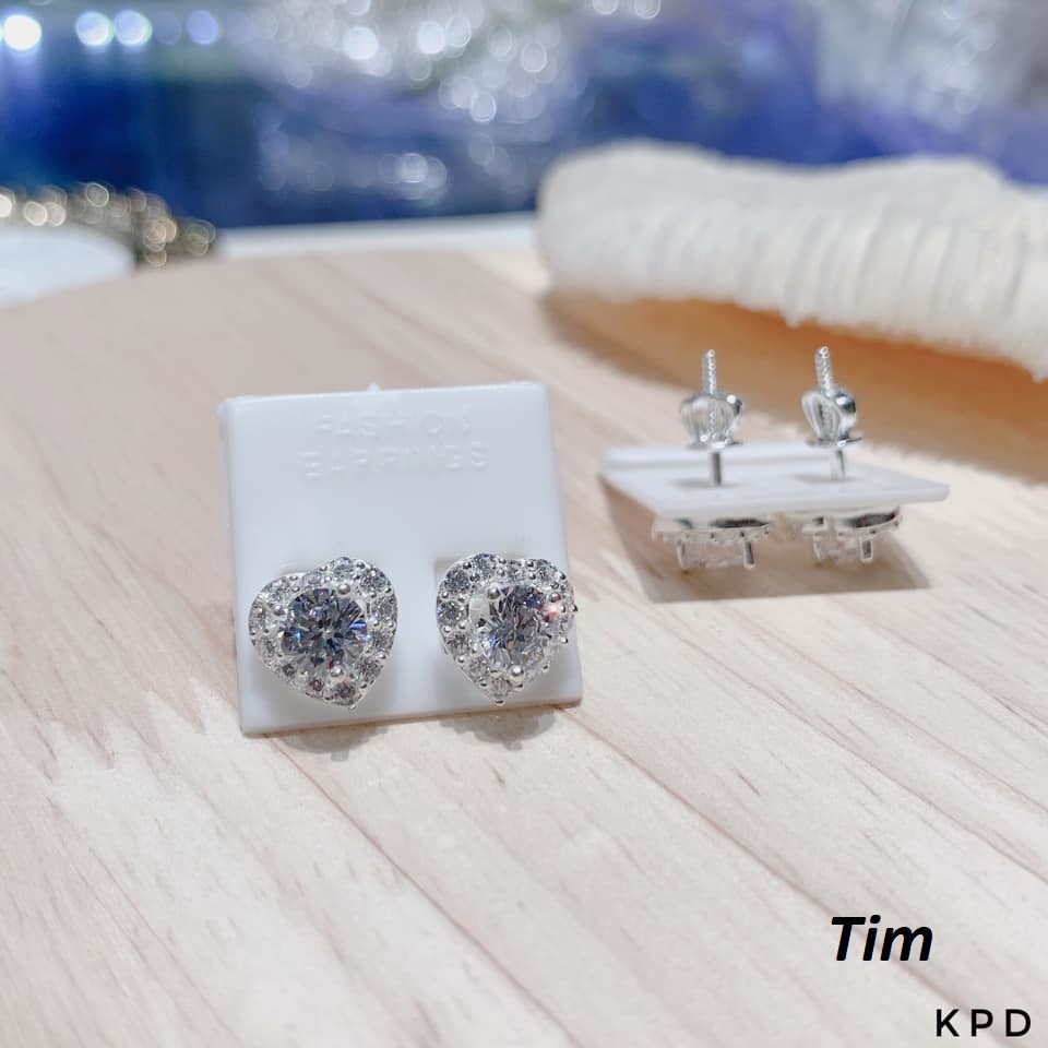 Bông tai nữ bạc ta chốt ren MS75