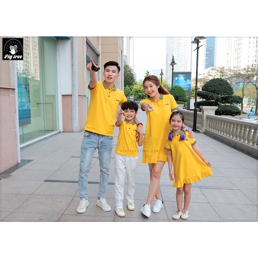 Combo đồ gia đình polo FIG TREE màu VÀNG ( hàng thiết kế đủ size + hình cận cảnh)