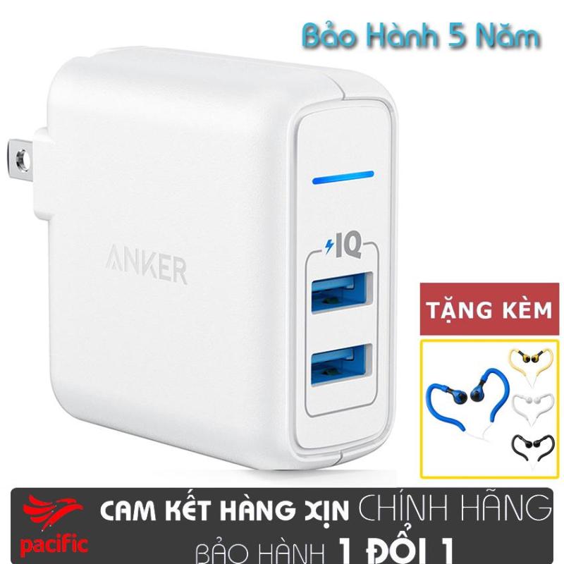 Sạc ANKER PowerPort Elite 2 Cổng USB 24W - A2023 2019 + Tặng Tai Nghe Móc Tai Kingrays EA4015
