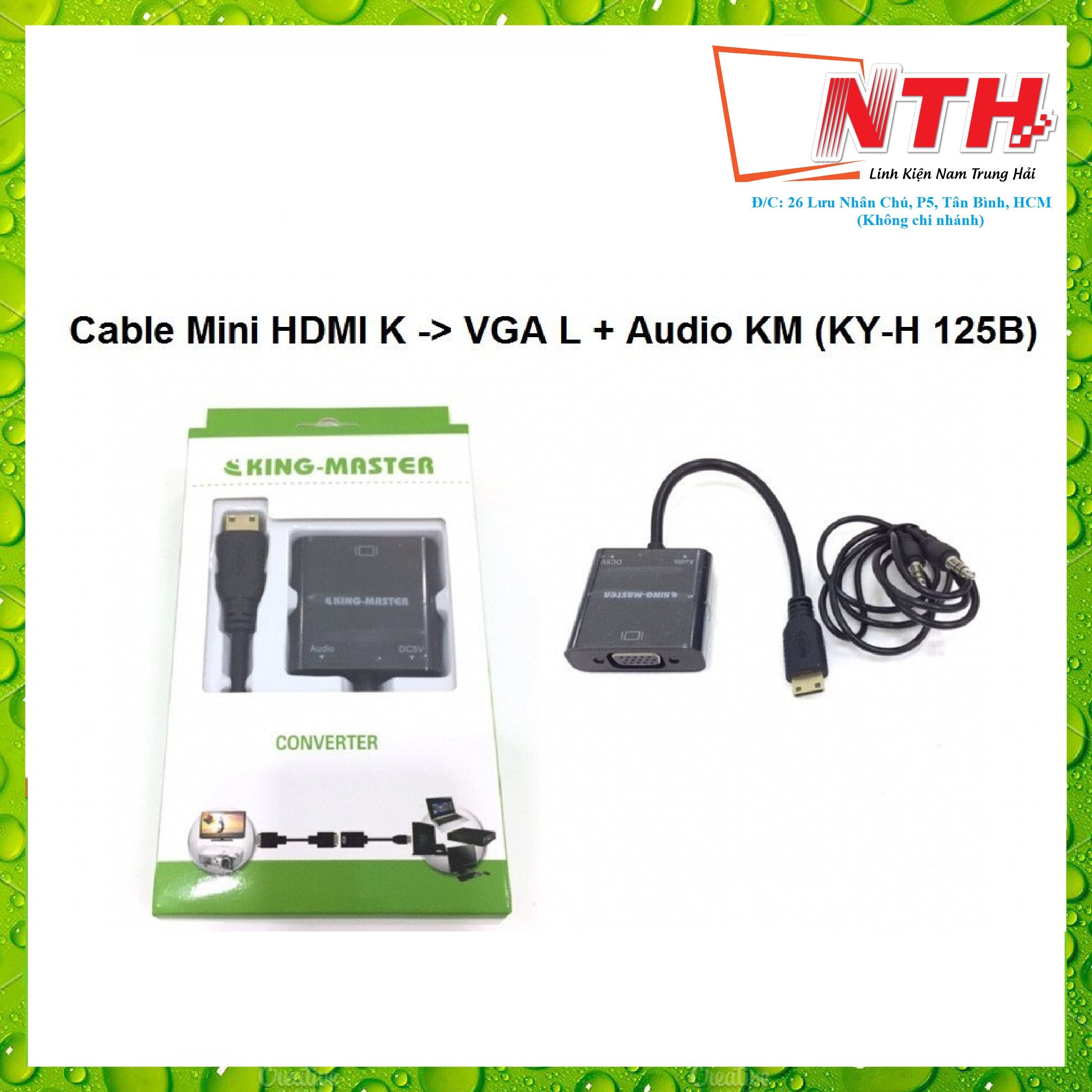 Cáp mini hdmi k ra vga l + audio km