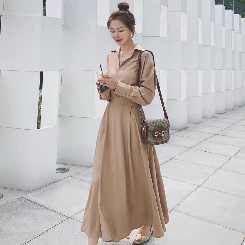 ĐẦM SƠ MI, NÚT EO (có ảnh thật) MS43