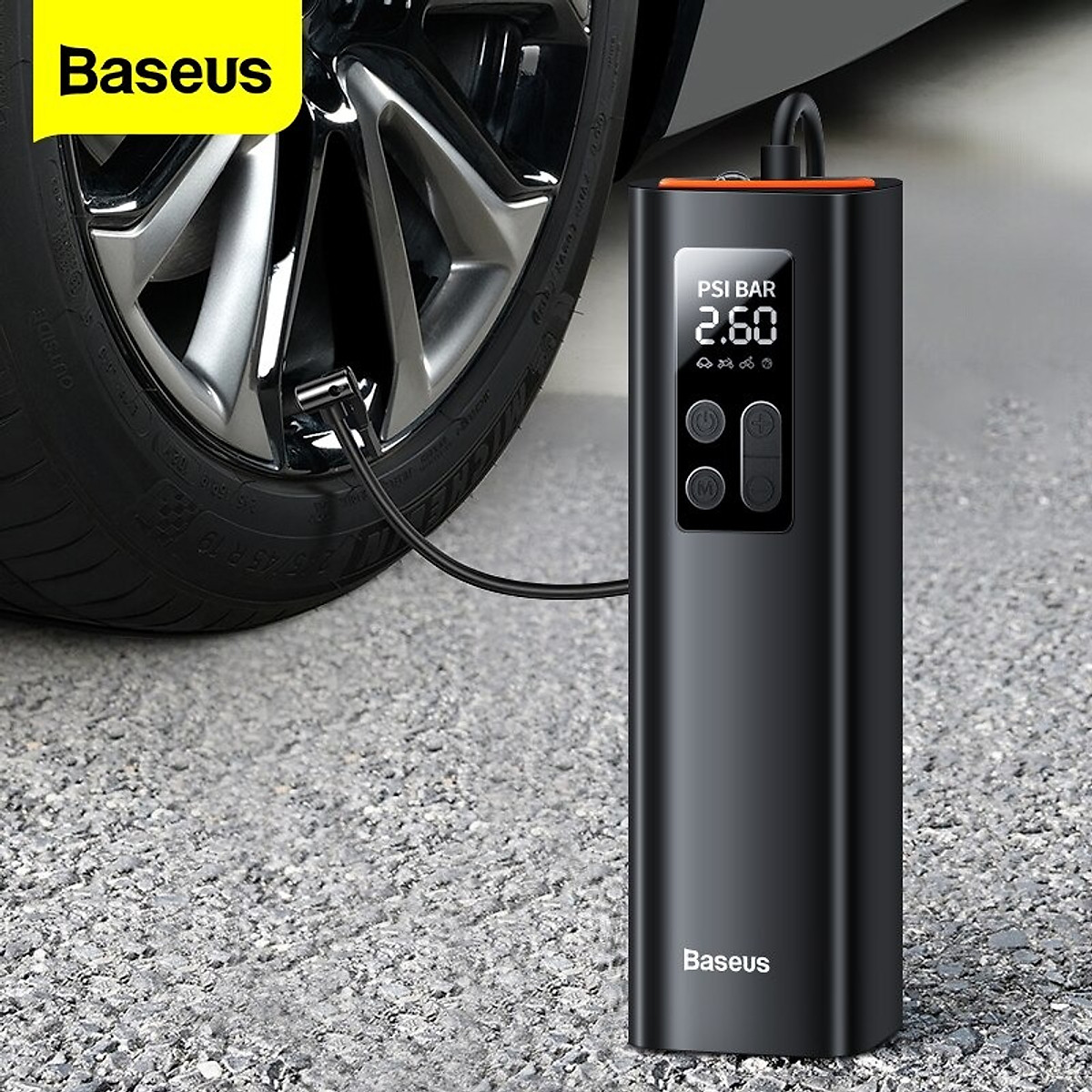 Máy bơm lốp xe thế hệ mới Baseus Super Mini Inflator Pump nhỏ gọn tiện lợi.