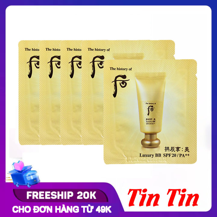 Combo 10 Gói Sample Kem Lót Cao Cấp Whoo Luxury BB Cream SPF20 PA++ 1ml x 10