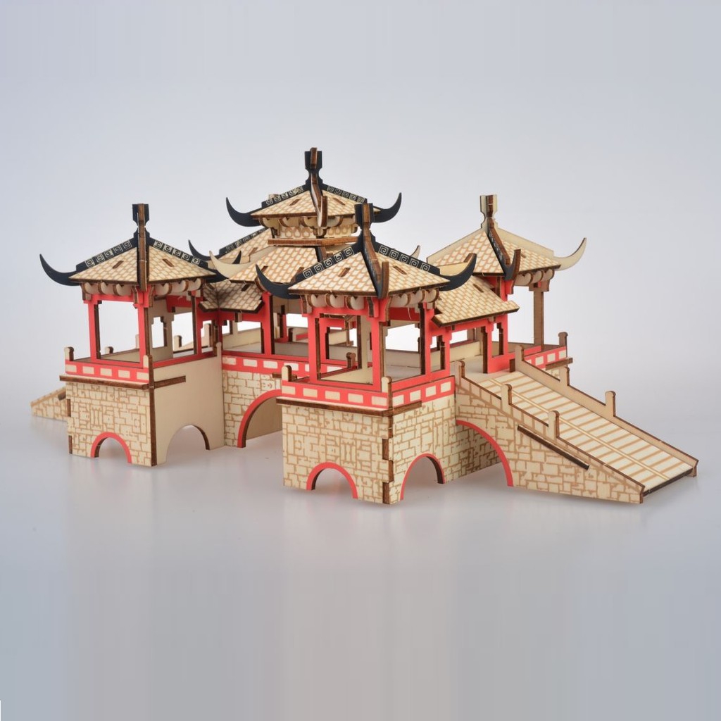 [HCM]Đồ chơi lắp ghép 3D gỗ - mô hình Lotus Bridge In Shouxi Lake - 141 mảnh ghép- cắt lazer
