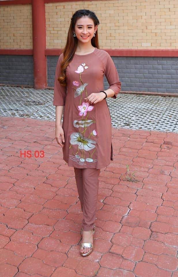 [HCM]ĐỒ LAM ĐI CHÙA NỮ - MẪU CÁCH TÂN THÊU SEN