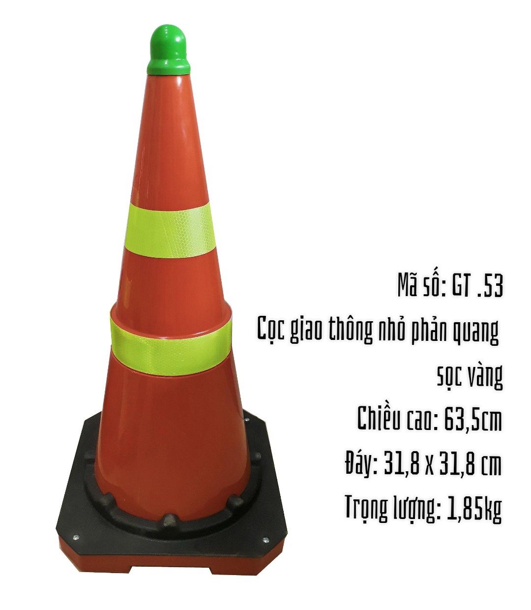 Cọc tiêu nhựa phản quang hình nón - GT.53 (63cm)
