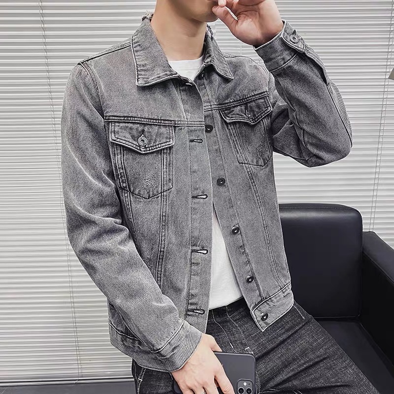 ÁO KHOÁC JEANS NAM MÀU XÁM KHÓI 2 CỰC ĐẸP VẢI DÀY MỊN DONG PHUONG FASHION