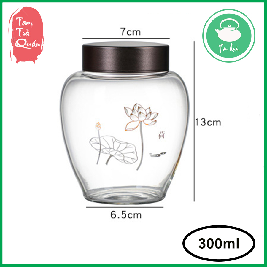 Hũ thủy tinh đựng trà nắp 2 lớp 300ml