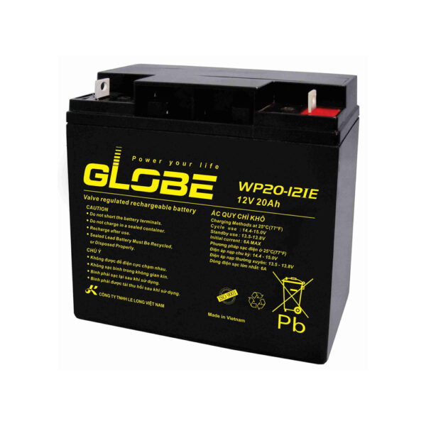 Ắc Quy Kín Khí (VRLA AGM) GLOBE 12V-20AH (20HR), WP20-12IE, F3-M5 - Hàng Chính Hãng