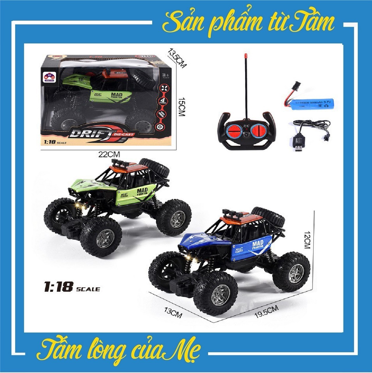 Xe Ô Tô Điều Khiển Từ Xa Xe Địa Hình Hợp Kim Leo Núi Rock Climbing Kèm Pin
