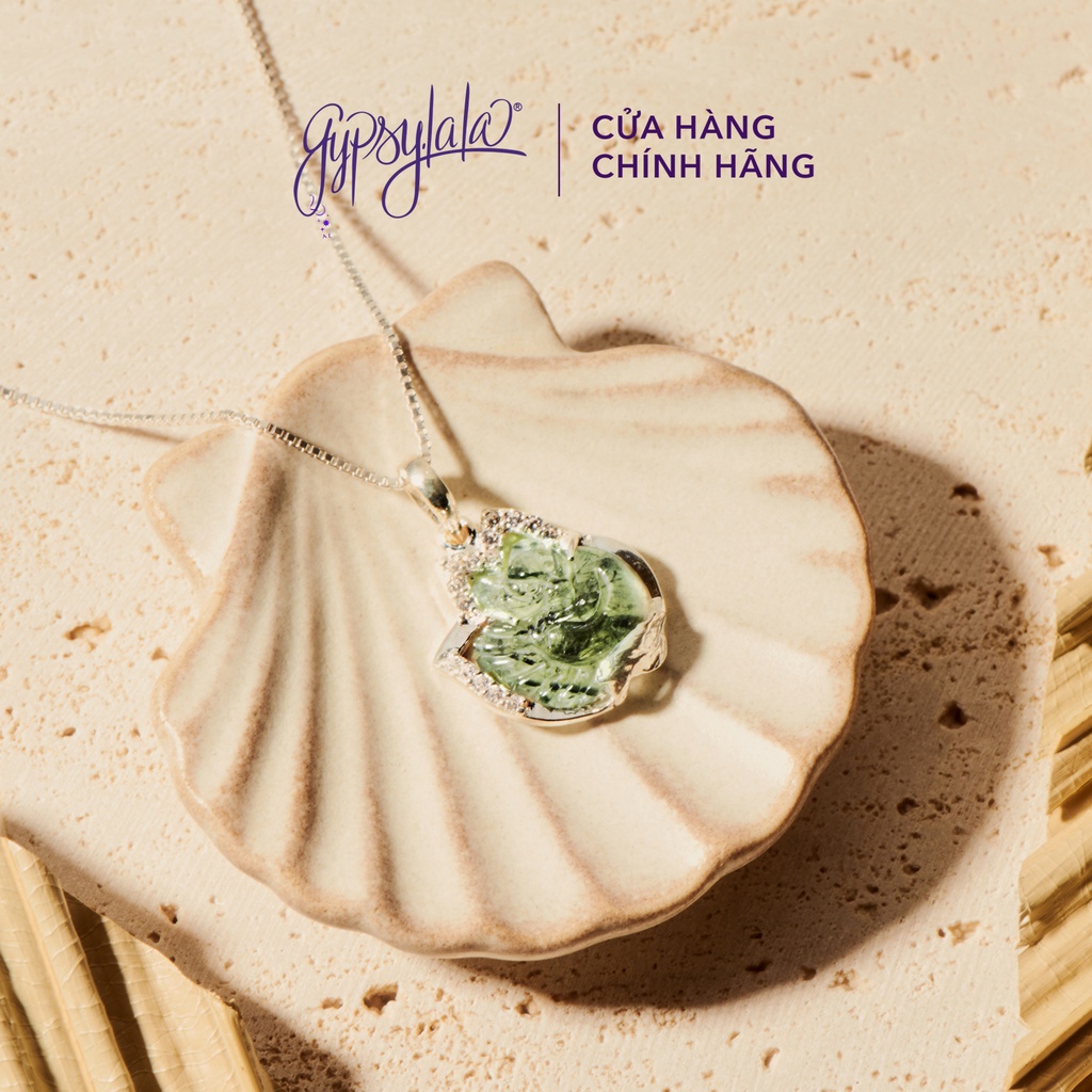 Mặt dây chuyền hồ ly đá thạch anh tóc xanh bọc bạc sp004243 gypsy.lala
