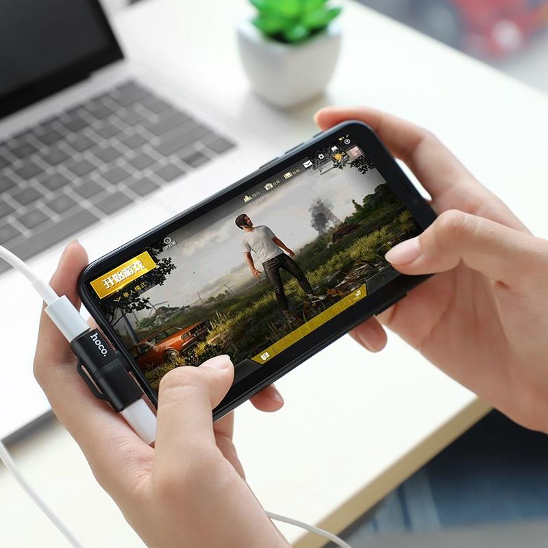 Đầu chuyển đổi từ 1 cổngLightning sang 2 cổng Lightning Hoco LS20