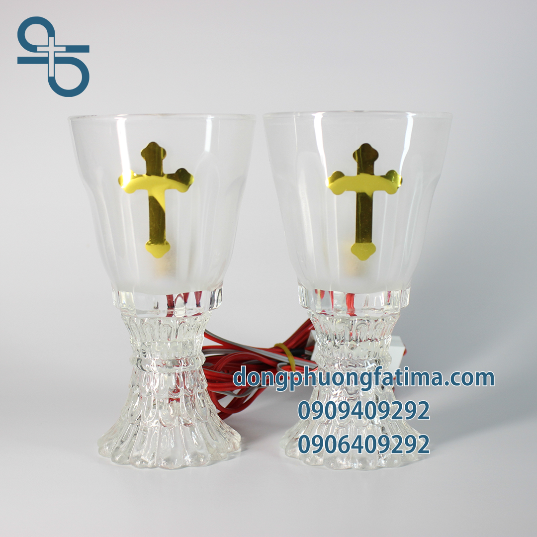 2 Cây Ly Đèn Điện K2 (14cm) (Điện 220V)- Đèn Bàn Thờ Đông Phương Fatima