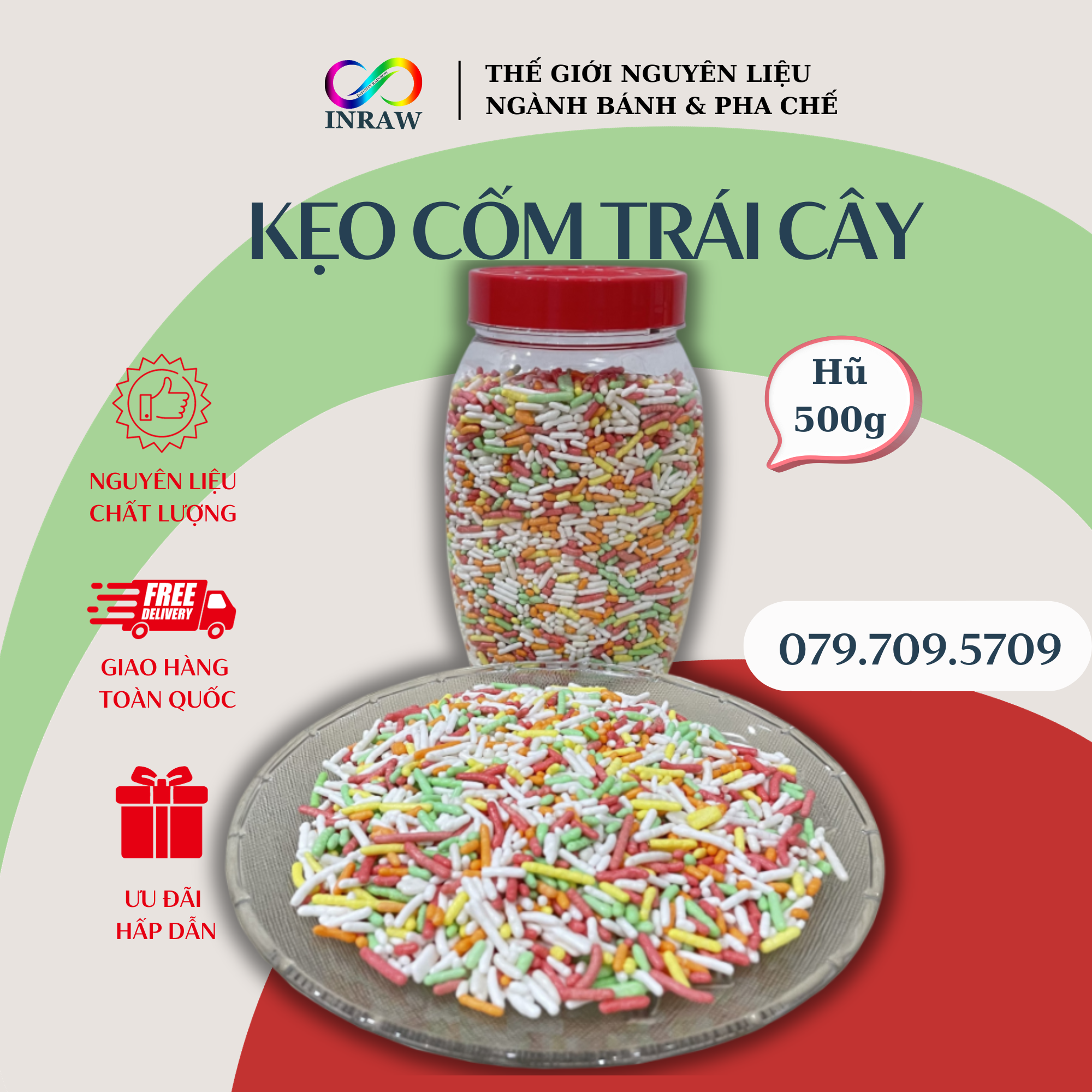 Kẹo Cốm Hương Trái Cây Trang Trí Bánh (Túi 1kg)