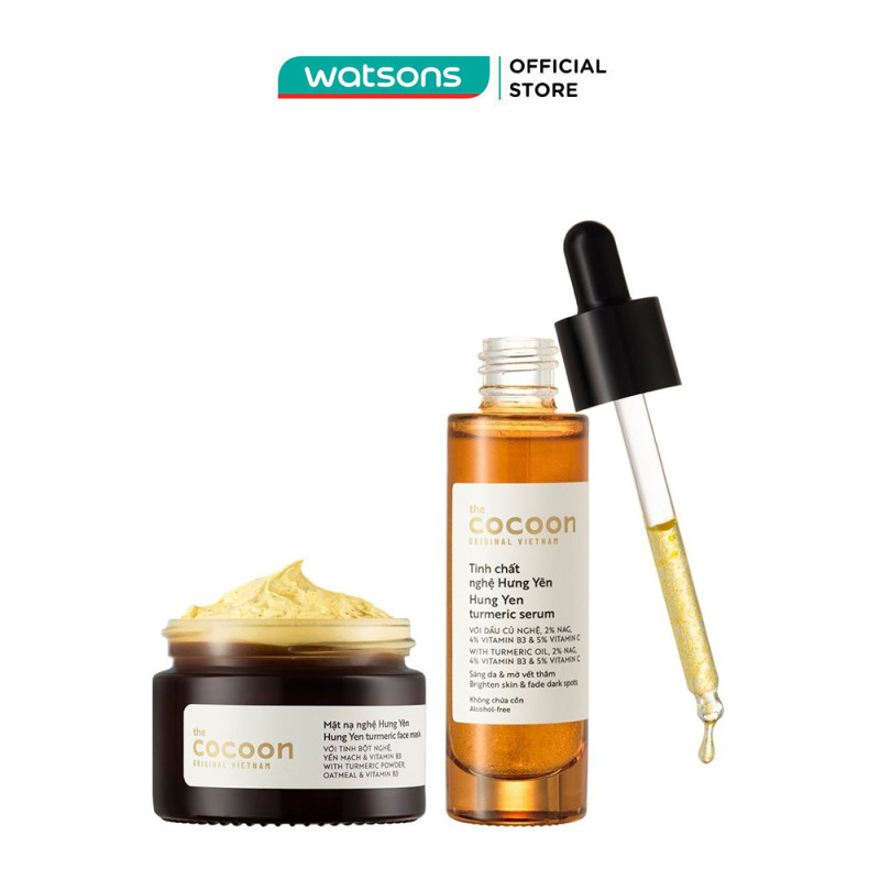 Combo Cocoon Nghệ Dưỡng Da (Tinh Chất Nghệ Hưng Yên 30ml + Mặt Nạ Nghệ Hưng Yên 30ml)