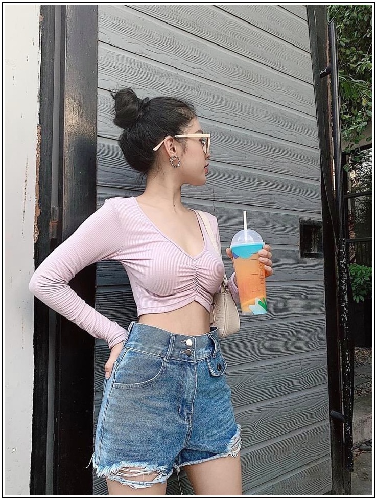 quần short jean nữ TÚI LẮP 1 BÊN rách nhỏ lai siêu xinh SHT-L1