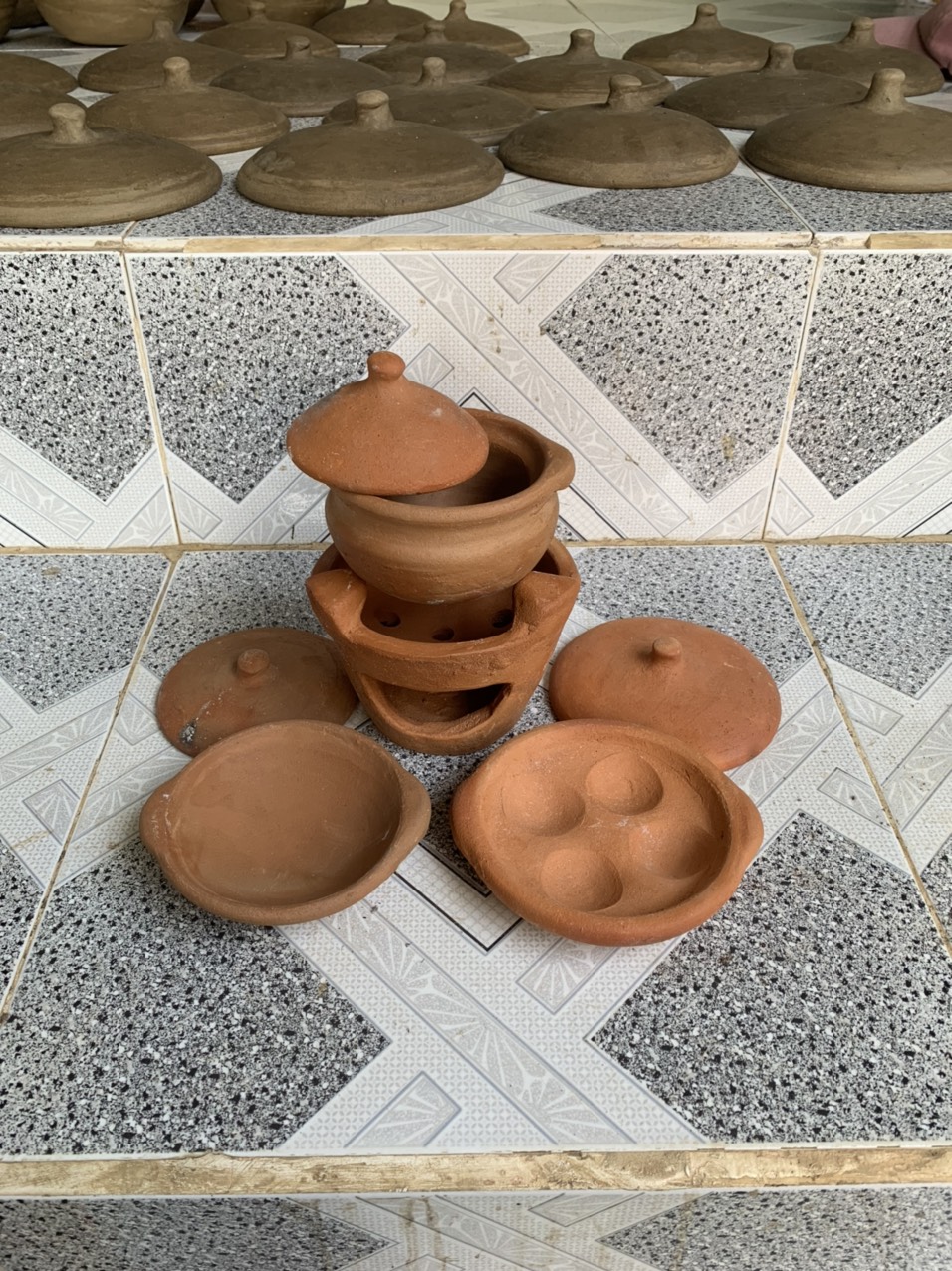 Bộ lò đất và nồi đất chơi đồ hàng cỡ trung 14cm