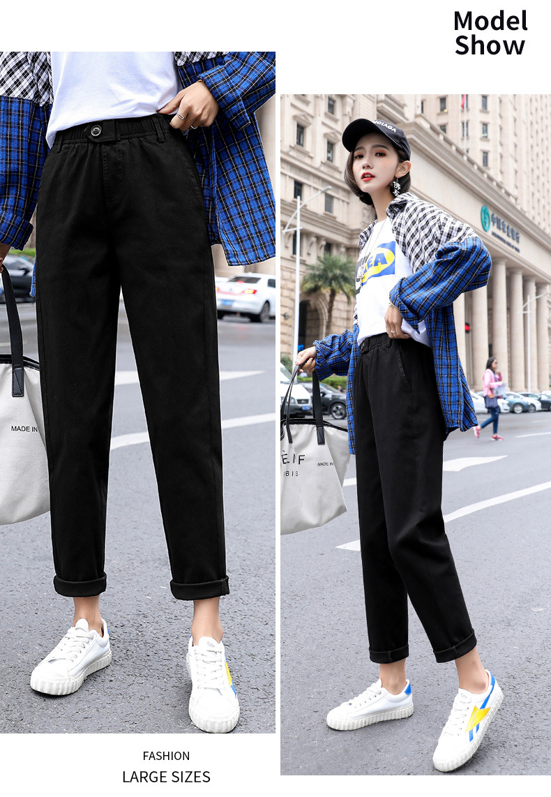Quần baggy nút quảng châu chất kaki có co giãn