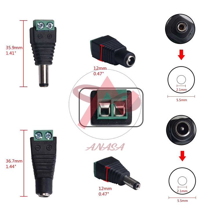 Jack DC Nối Nguồn Đực/Cái