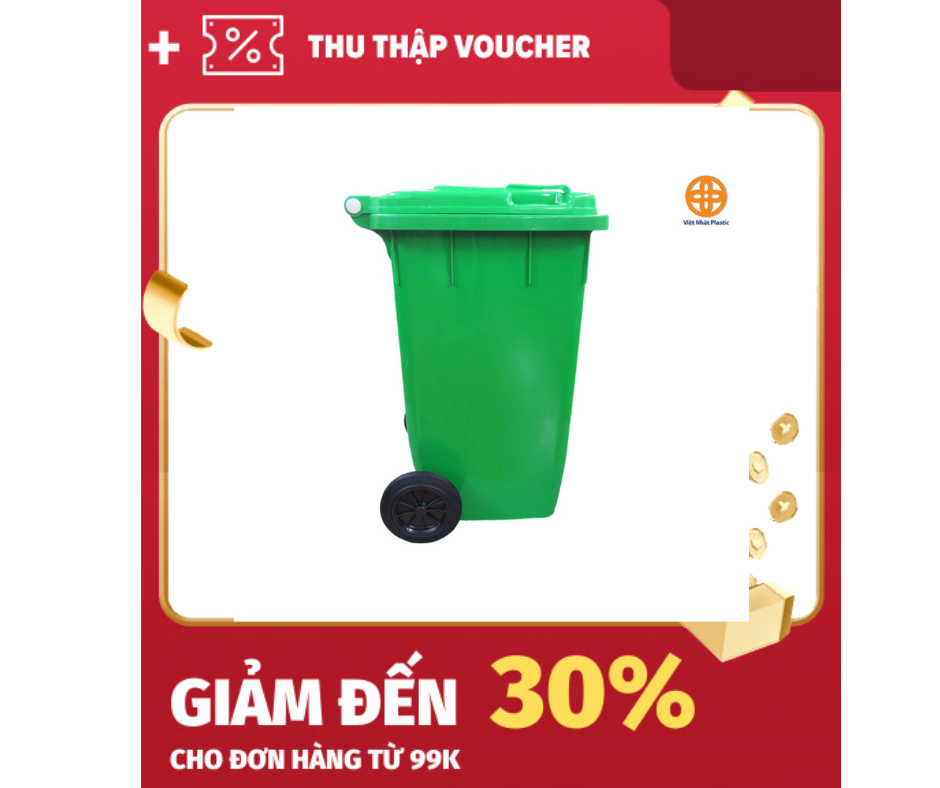 Thùng rác công cộng 100 lít có bánh xe
