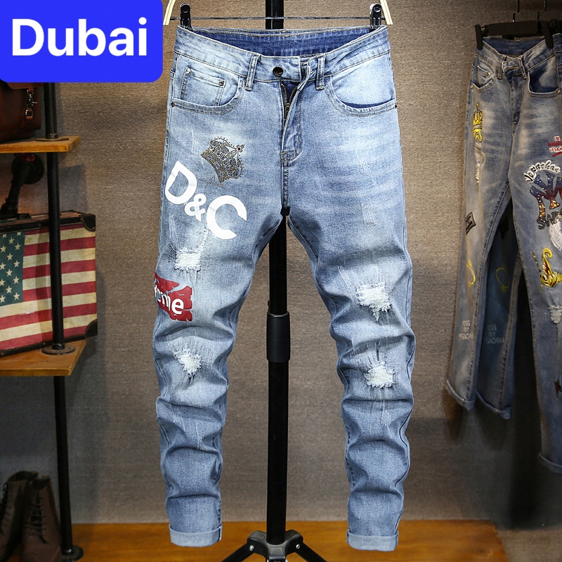 QUẦN BAGGY JEAN NAM CHẤT BÒ XANH THÊU , CHẤT LƯỢNG CAO, CO GIÃN NHẸ CAO CẤP NHẬT BẢN DB-1026 - DUBAI FASHION