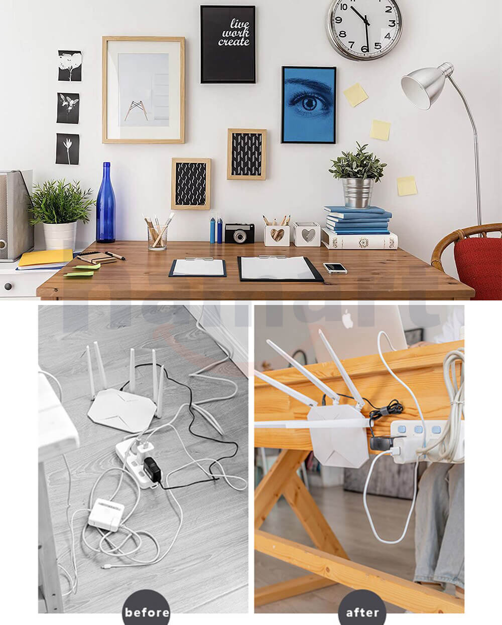Bộ Miếng Dán Tường U T Treo Đồ Đa Năng Dạng Gài 2 Móc Dán Tường Treo Ổ Điện Tranh Ảnh Wifi