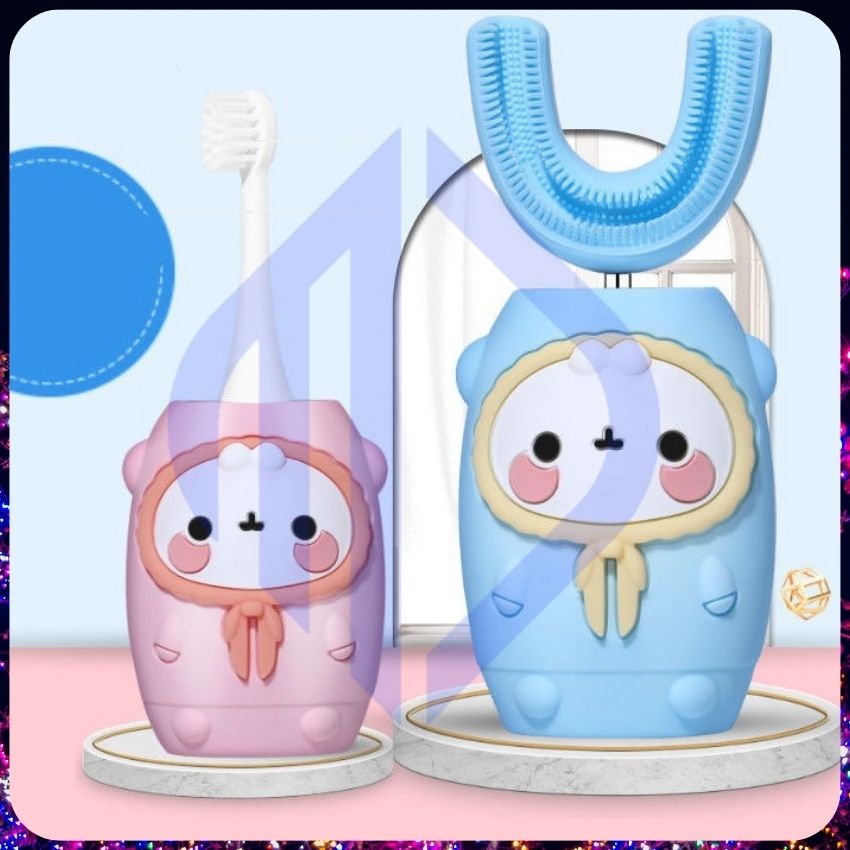 Bàn chải điện cho bé 4-12 tuổi nội địa Trung, bàn chải chữ u làm sạch 99%, Đầu chữ U silicon an toàn mềm mại, kèm chế độ diệt khuẩn, làm trắng. Tặng kèm bàn chải lưỡi